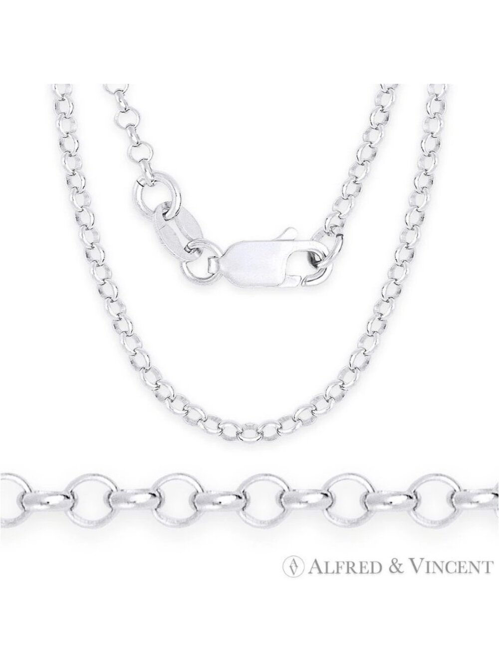 1.9mm Open Rolo Circle Cable Italian Chain Necklace in .925 Sterling Silver 24"